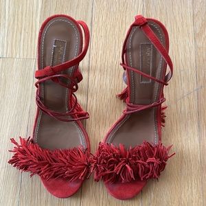 Aquazzura “Wild Thing” Fringe Heels